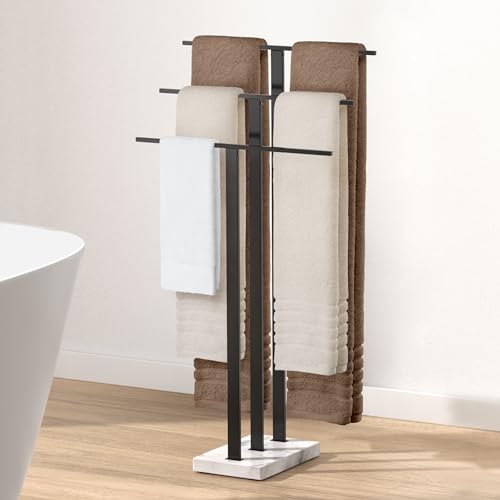 KES Standing Towel Rack with Marble Base