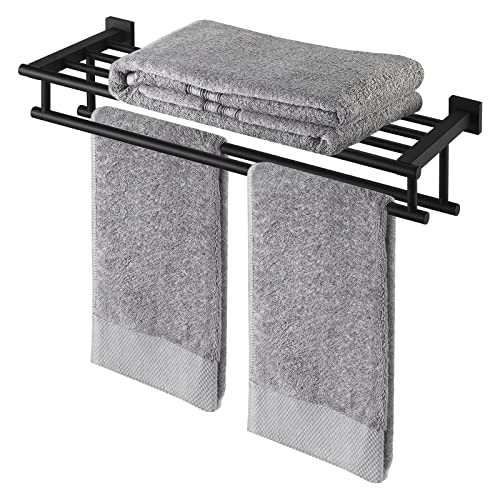 KES Towel Rack with Double Towel Bar 24 Inch Bathroom Hotel Shower Shelf