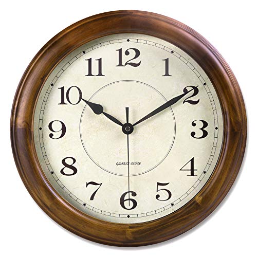 Kesin 14 Inch Wood Wall Clock: Silent, Decorative, Retro Design