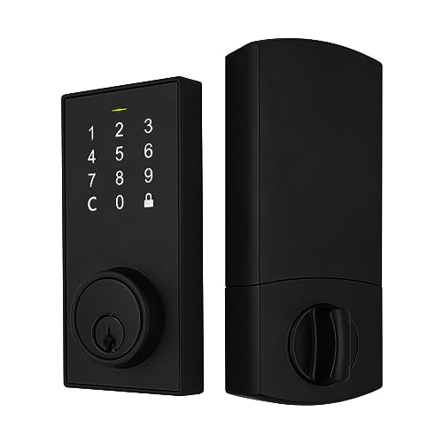Keyless Entry Bluetooth Smart Door Lock with Electronic Backlit Keypad - Deadbolt for Front Door with 2 Keys, Remote App, Auto Lock and Unlock, Weather-Resistant, Programmable Codes (Brown Box)