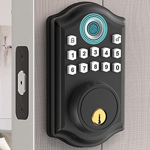 Matte Black Keyless Entry Fingerprint Door Lock - Easy Install