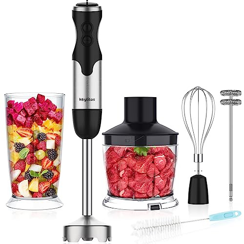 KOIOS 1100W Immersion Hand Blender, Stainless Steel Stick Blender with  12-Speed & Turbo Mode, 5-in-1 Handheld Blender with 600ml Mixing Beaker  with