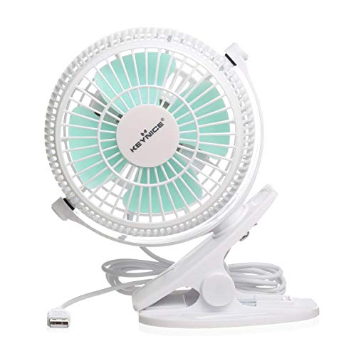 KEYNICE 4" USB Clip-on Fan, 2 Speed Portable Dorm Fan, 360° Rotation, White