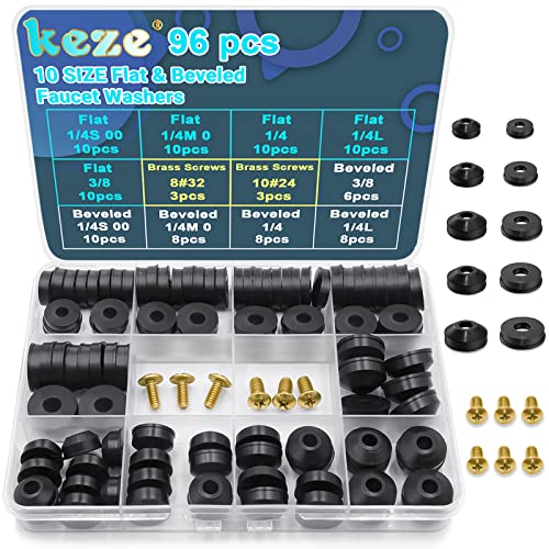 Keze 96-Piece Faucet Washer Assortment for Outdoor Faucet Repair