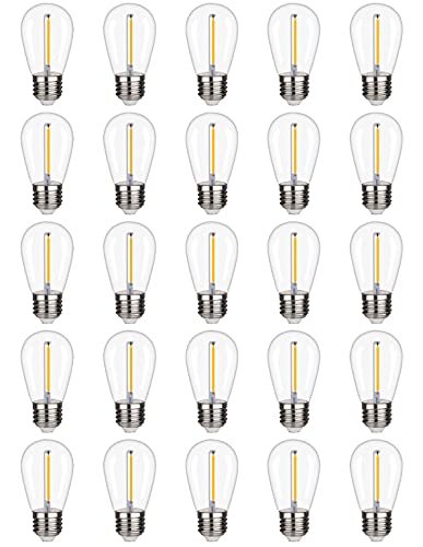 KGC 25 Pack Shatterproof & Waterproof S14 Replacement LED Light Bulbs