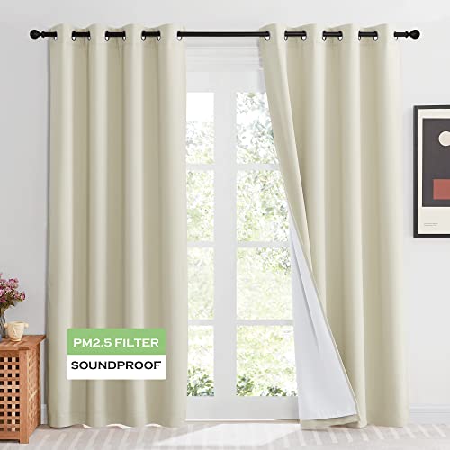KGORGE 4-in-1 Soundproof Anti Dust 100% Blackout Curtains