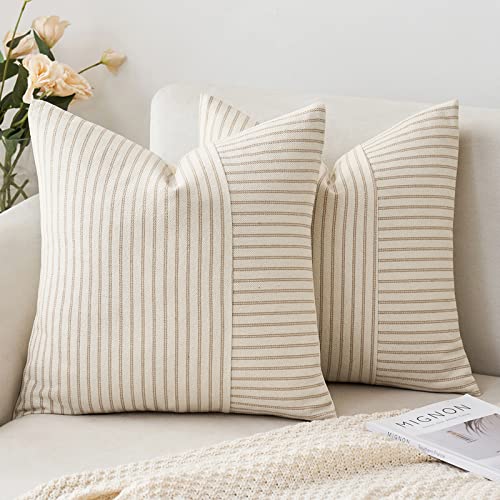 Khaki and Beige Farmhouse Pillow Covers