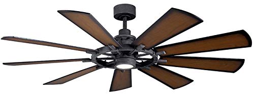 KICHLER 65-inch Gentry LED Ceiling Fan - Distressed Black