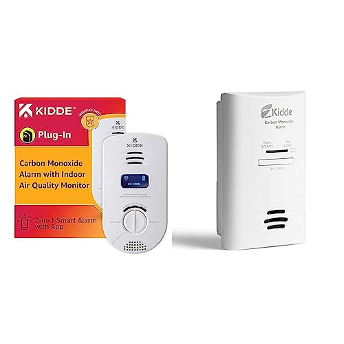 Kidde Smart Carbon Monoxide Detector & Indoor Air Quality Monitor & Carbon Monoxide Detector, Plug in Wall with AA Battery Backup, Test-Hush Button