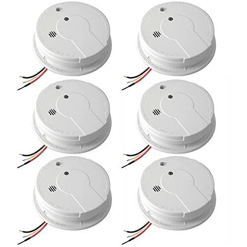 Kidde Smoke Detector, Hardwired Smoke Alarm with 9-Volt Battery Backup, Test-Reset Button, Interconnect Capability, White, 6 Pack