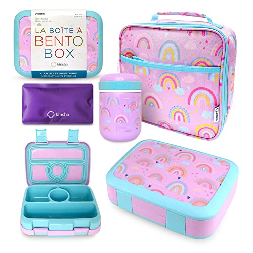 Kids Bento Lunch Box Set with Thermos and Insulated Bag