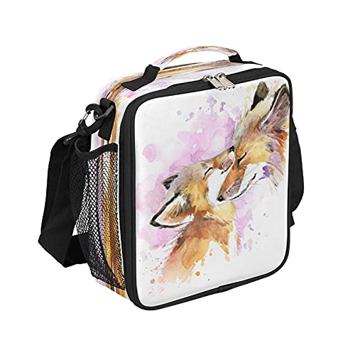 Kids Lunch Box, Watercolor Fox Insulated Lunch Bag Tote