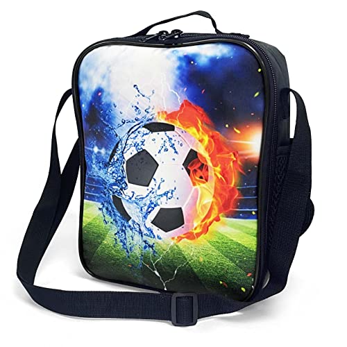 Kids Soccer Lunch Bag with Shoulder Strap