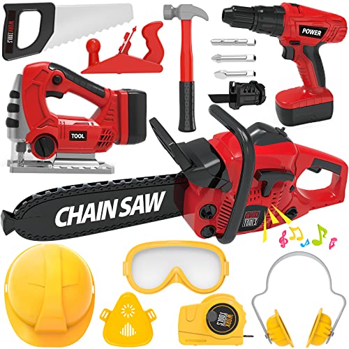 Electric Drill and Chainsaw Kids Tool Set for Pretend Play