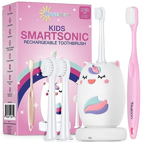 Kids Toothbrush Electric Rechargeable Age 3+, Unicorn Electric Toothbrushes for Girls