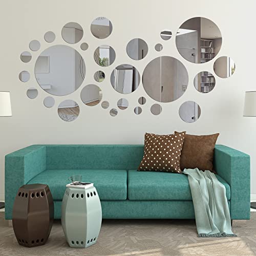 Kigley 64 Pcs Acrylic Mirror Wall Stickers for Home Decor