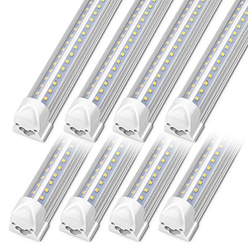 Kihung 8-Pack 4ft LED Shop Light, Super Bright 6000K, Clear Cover