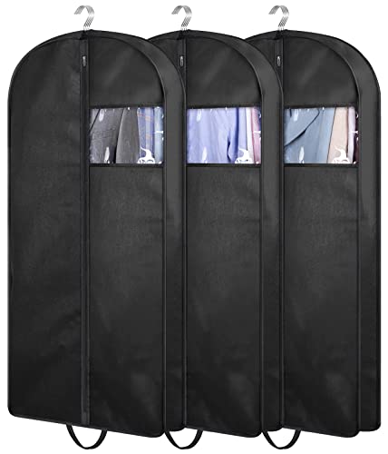 KIMBORA 43" Suit Bags for Closet Storage and Travel, Gusseted Hanging Garment Bags for Men Suit Cover With Handles for Clothes, Coats, Jackets, Shirts（3 Packs）