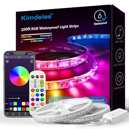 Kimdelee Waterproof LED Light Strips, 12v RGB Outdoor Rope Lights