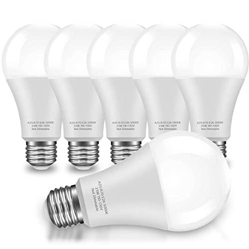 KINDEEP E26 LED Bulbs 23W, 2500 Lumens, 6 Pack Daylight White