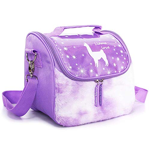 Purple Llama Insulated Lunch Box with Adjustable Strap