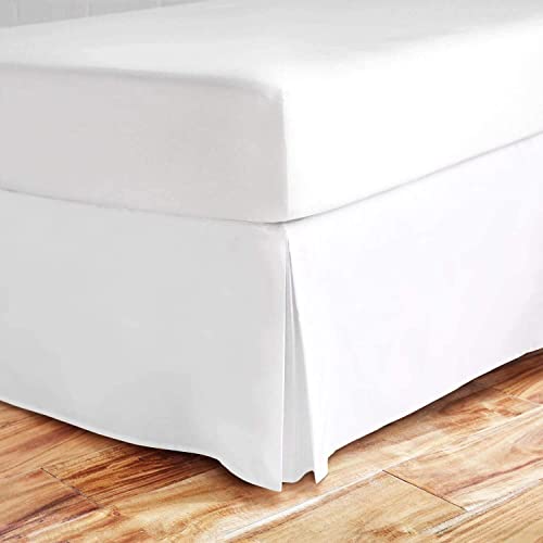 King Bed Skirt - Luxury Hotel Quality 15-Inch Drop - Tailored, Wrinkle & Fade Resistant (King, White)
