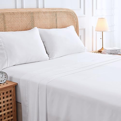 King Sheets Set with Deep Pockets - White