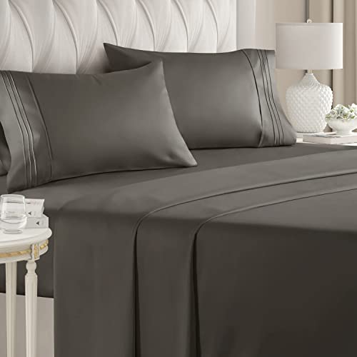 Breathable Hotel Luxury King Size Sheet Set in Dark Grey