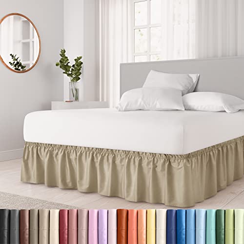 King Size Wrap Around Dust Ruffle Bed Skirt - Beige