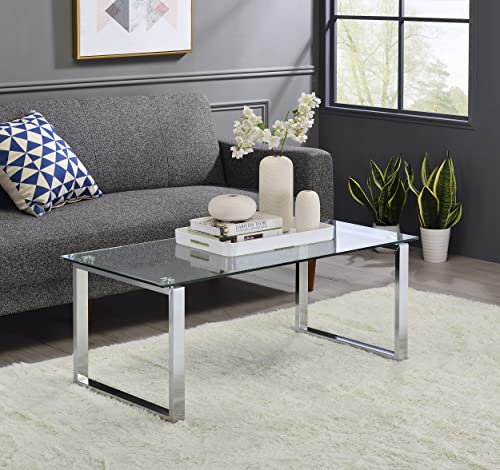 Kings Brand Furniture Bevan Glass Top Square Coffee Table