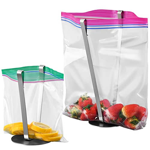 Stainless Steel Ziplock Bag Holder for Food Storage, 2 Pack