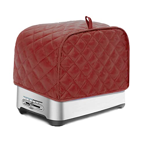 KINMAD Polyester Fabric Quilted Four Slice Bread Toaster Cover Bakeware Protector, Dust and Fingerprint Protection- Best Gift for Mother, Red