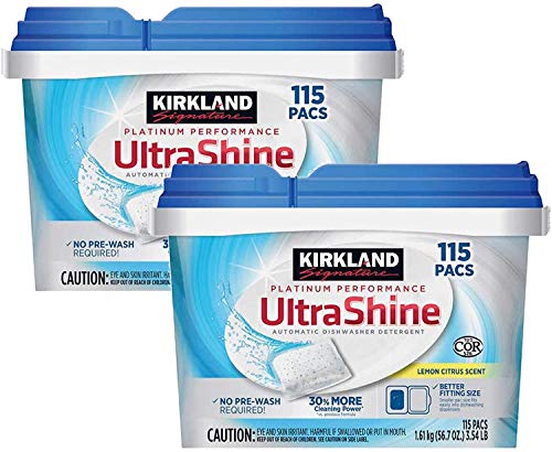 Kirkland Signature Lemon Citrus Dishwasher Detergent Pacs: 230ct + Bonus