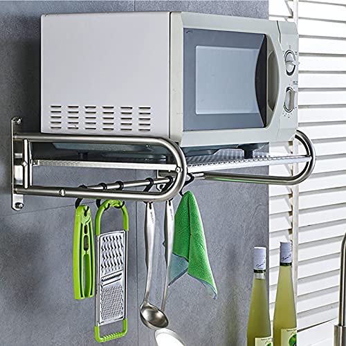 Kitchen Organizer Microwave Oven Shelf with Hooks
