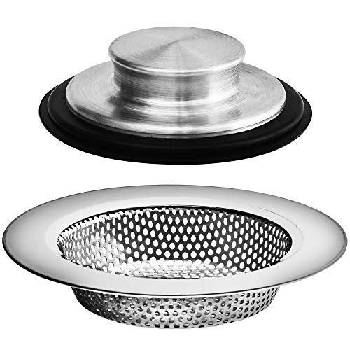 FURNIFE Sink Drain Strainer Stopper, Stainless Steel Garbage Disposal Plug,  Sink Strainer and Stopper, Food Catcher for Standard 3-1/2 Inch Kitchen