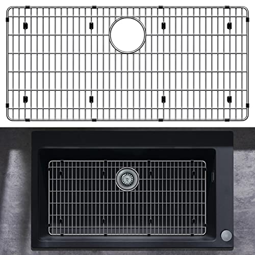 Stainless Steel Sink Protector 26x14 with Center Drain, Metal