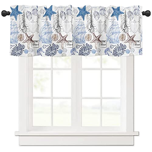 Nautical Marine Theme Valance Curtain - 54x18 Inch