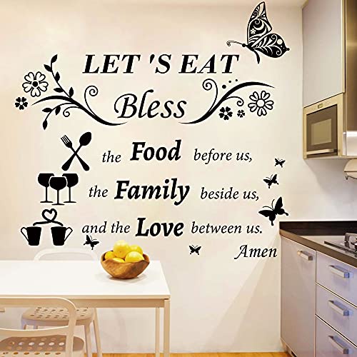 Kitchen Wall Decals - Let's Eat Bless The Food Before Us
