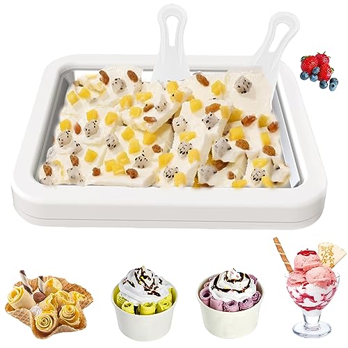 Rolled Ice Cream Maker Instant Ice Cream Maker Pan with 2 Spatulas Round  Sweet Spot Ice Cream Maker for Kids Fried Yogurt maker