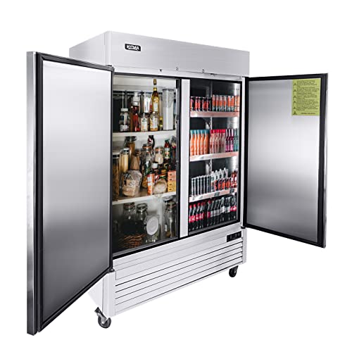 KITMA 54" Commercial 2-Door Refrigerator with LED Lighting