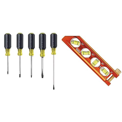 Klein Tools 5-Piece Screwdriver Set & 6.25" Magnetic Torpedo Level with 4 Vials