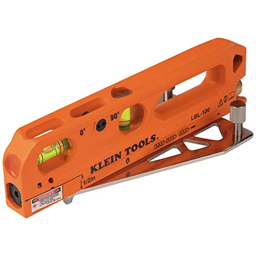 Klein Tools LBL100 Laser Level with Level Bubble Vials, Magnetic, 3-Vial with Leveling Base, Laser Line and Laser Spot, Orange