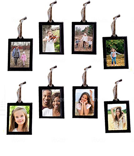 Klikel Hanging Picture Frame Ornaments - Set of 8 2x3 Black Hanging Photo Frame