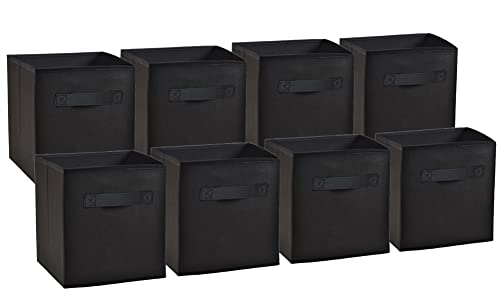 Klozenet 11-inch Cube Storage Bins - Durable Fabric Organizers (Black, 8-pack)