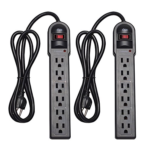 KMC Surge Protector 2-Pack: 6 Outlets, 900 Joules, 4-Foot Cord
