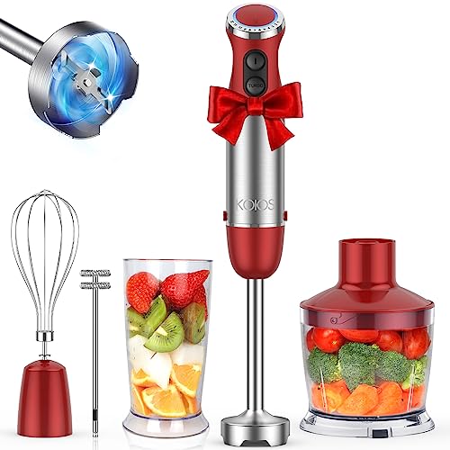 KOIOS 5-in-1 Hand Blender with Turbo Mode, 1000W, Red