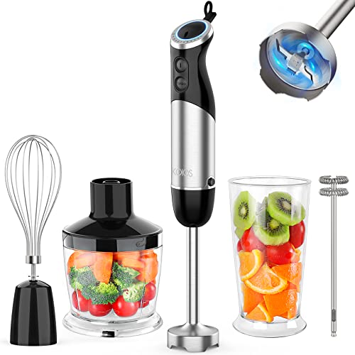 Immersion Blender 5 in 1 Hand Blender, Abuler 800W Hand Mixer Stick, 5-in-1, 12 Speed and Turbo Mode Handheld Blender 304 Stainless Steel, with