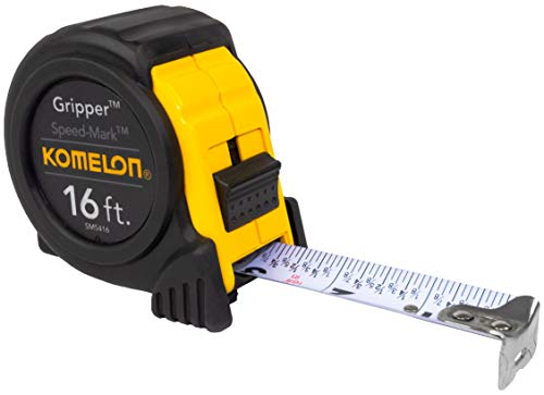 Komelon Pse55e 5m/16' Metric Self Lock Tape Measure, Yellow/Black