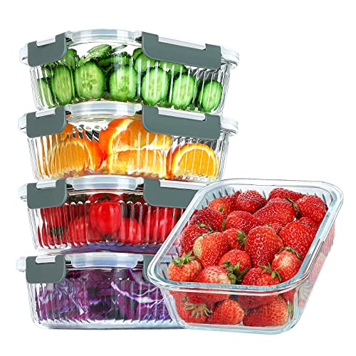 UMEIED 10 Pack Glass Food Storage Containers with Lids Leakproof