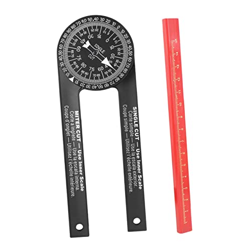 KONTONTY 1pc Protractor Carpenter Tools Miter Gauge Angle Ruler with Pen